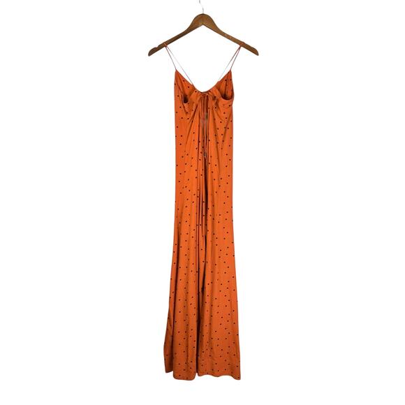 Free People Summer Jamboree Dark Orange Black Polka Dot Wide Leg  Jumpsuit - Picture 10 of 13